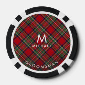 Monogramm des karierten Rotgrünen Tartan-Trauzeuge Pokerchips (Rückseite)