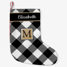 Monogramm des karierten Schwarz-Weiß-Buffalo-Karos