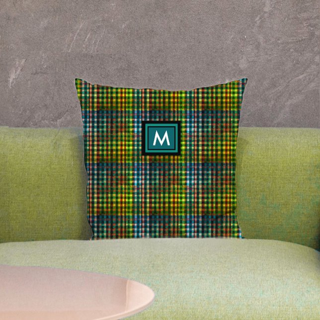 Monogramm des Karierten Tartan-Musters Kissen (Von Creator hochgeladen)