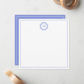 Monogramm des Kastenblau-Weiß-Starfish Mitteilungskarte (Vorderseite/Rückseite Beispiel)