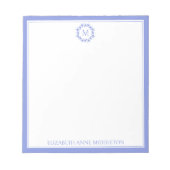 Monogramm des Kastenblau-Weiß-Starfish Notizblock (Vorderseite)