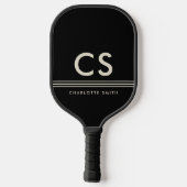 Monogramm des klassischen Hahnentrittmusters creme Pickleball Schläger (Rückseite)