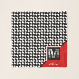 Monogramm des klassischen Hahnentrittmusters | Rot Schal