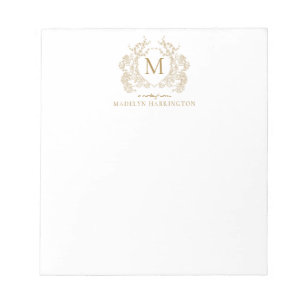Monogramm des klassischen zeitlosen Gold Floral-Wa Notizblock