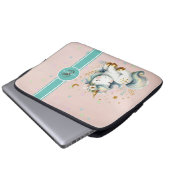 Monogramm des kleinen Einhorns, farbenfrohe Sterne Laptopschutzhülle (Vorne Knopf)