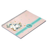 Monogramm des kleinen Einhorns, farbenfrohe Sterne Notizblock (Linke Seite)