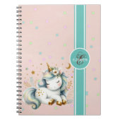 Monogramm des kleinen Einhorns, farbenfrohe Sterne Notizblock (Vorderseite)