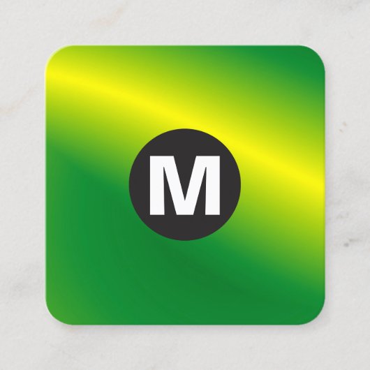 Monogramm des Kreiselpunktes - Grünes Wellen Quadratische Visitenkarte (Vorderseite)