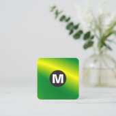 Monogramm des Kreiselpunktes - Grünes Wellen Quadratische Visitenkarte (Stehend Vorderseite)