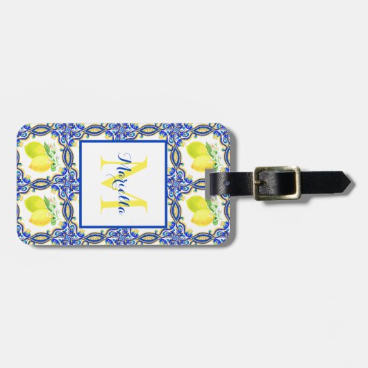 Monogramm des Lemon-Mittelmeers Personalisiert Gepäckanhänger (Vorderseite horizontal)