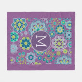 Monogramm des leuchtend farbigen Blumenmusters Fleecedecke (Vorderseite (Horizontal))