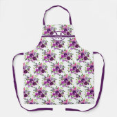 Monogramm des Lila Blumenmusters| Name Schürze (Vorderseite)