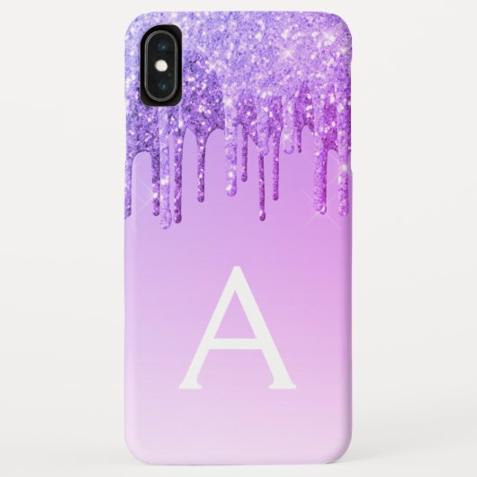 Monogramm des lila Glitzer Case-Mate iPhone Hülle (Rückseite)