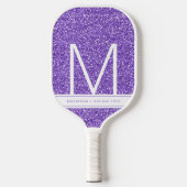 Monogramm des lila Glitzer Initial Personalisiert Pickleball Schläger (Vorderseite)