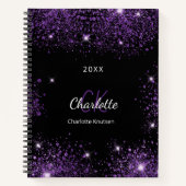 Monogramm des lila Glitzer Notizblock (Vorderseite)