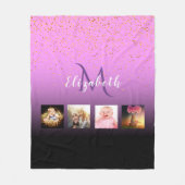 Monogramm des lila rosa Fotos Fleecedecke (Vorderseite)