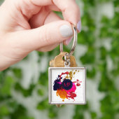 Monogramm des lila rosa roten Spritzers Schlüsselanhänger (Hand)