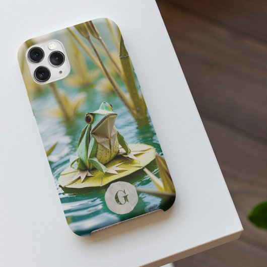 Monogramm des Lily Pads Paper Origami Frog Case-Mate iPhone Hülle