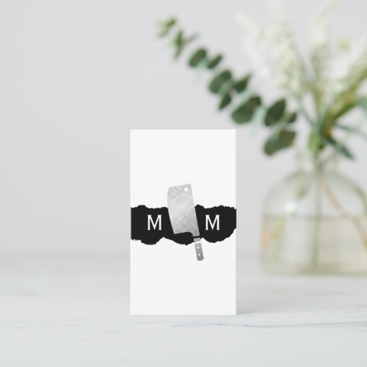 Monogramm des Metzgermessers Visitenkarte (Stehend Vorderseite)