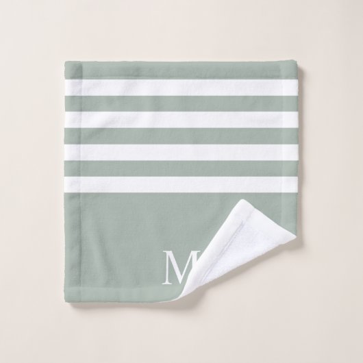 Monogramm des Minimalistischen Farbstreifens Badhandtuch Set (Waschlappen)