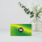 Monogramm des mittleren Punktes - Grüne Welle Visitenkarte (Stehend Vorderseite)