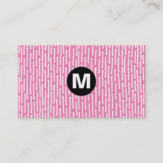 Monogramm des mittleren Punktes - Linien - Rosa Visitenkarte (Vorderseite)