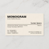 Monogramm des mittleren Punktes - Schwarz auf Weiß Visitenkarte (Rückseite)