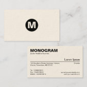 Monogramm des mittleren Punktes - Schwarz auf Weiß Visitenkarte (Vorne/Hinten)