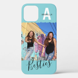 Monogramm des modernen Besties-Fotos | Blau Case-Mate iPhone Hülle