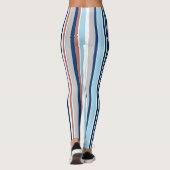 Monogramm des modernen blauen, grauen Streifen Leggings (Rückseite)