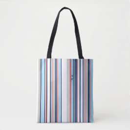 Monogramm des modernen blauen, grauen Streifen Tasche