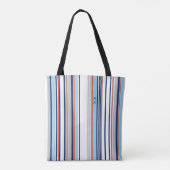 Monogramm des modernen blauen, grauen Streifen Tasche (Rückseite)