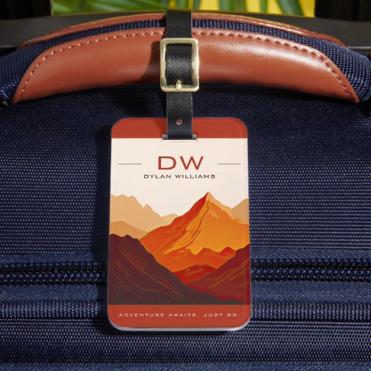 Monogramm des modernen Erd-Tone-Gebirges Gepäckanhänger (Vorderseite Insitu 2)