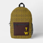 Monogramm des modernen geometrischen Maze-Musters Bedruckter Rucksack (Vorderseite)