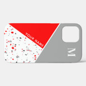 Monogramm des modernen geometrischen roten grauen  Case-Mate iPhone hülle (Rückseite (Horizontal))