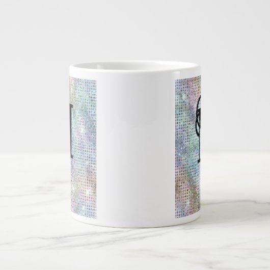 Monogramm des modernen Glitzer mit Pastellfarbe Jumbo-Tasse (Vorderseite)