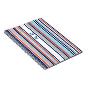 Monogramm des modernen grauen, blauen Streifen Notizblock (Rechte Seite)