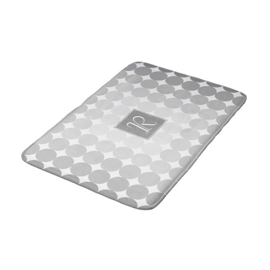 Monogramm des modernen grauen Kreises Badematte (Schrägansicht)