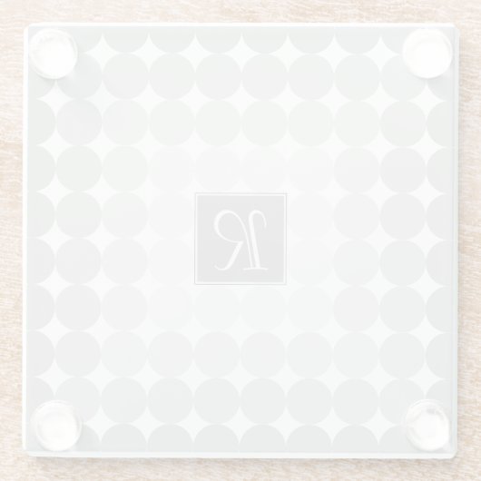 Monogramm des modernen grauen Kreises Glasuntersetzer (Rückseite)