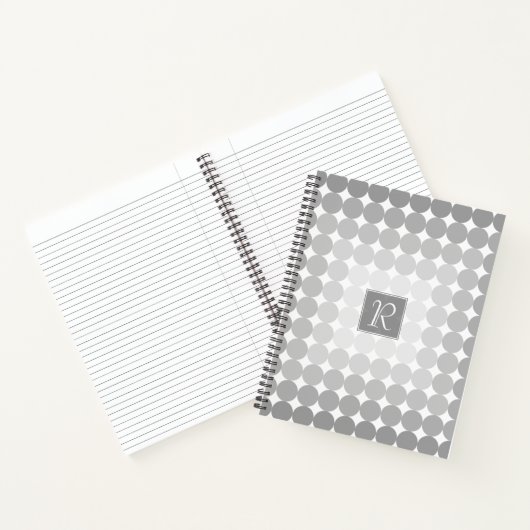 Monogramm des modernen grauen Kreises Notizbuch (Innenseite)