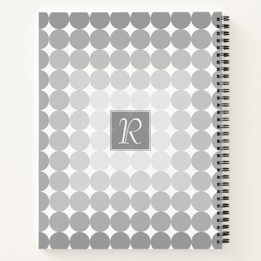 Monogramm des modernen grauen Kreises Notizbuch (Rückseite)