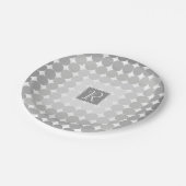 Monogramm des modernen grauen Kreises Pappteller (Schrägansicht)