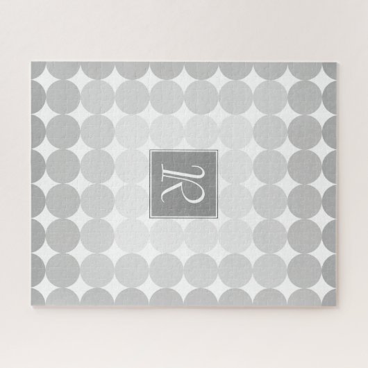 Monogramm des modernen grauen Kreises Puzzle (Horizontal)