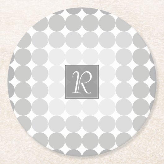Monogramm des modernen grauen Kreises Runder Pappuntersetzer (Vorderseite)