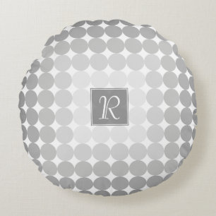 Monogramm des modernen grauen Kreises Rundes Kissen