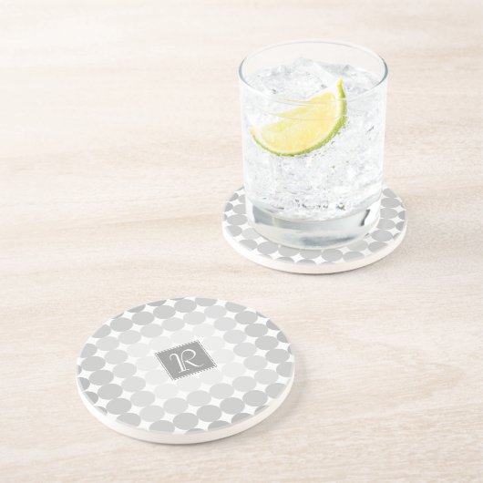 Monogramm des modernen grauen Kreises Sandstein Untersetzer (Seite)