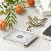 Monogramm des modernen grauen Kreises Schlüsselanhänger (Seite)