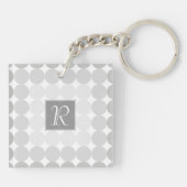 Monogramm des modernen grauen Kreises Schlüsselanhänger (Rückseite)