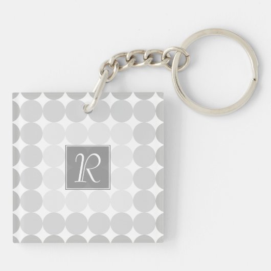 Monogramm des modernen grauen Kreises Schlüsselanhänger (Rückseite)