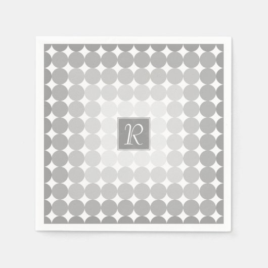 Monogramm des modernen grauen Kreises Serviette (Vorderseite)